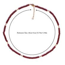 1 pieza Collar de piedra natural de granate para mujeres - Joyería elegante con tono dorado, cuentas de gemas rojas profundas para uso diario y regalo, aumenta la confianza y realza el encanto, collar con dije, diseño sofisticado de cuentas