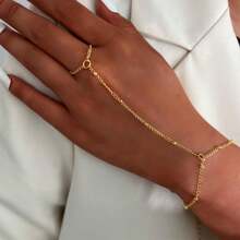 1 Pc Minimalist Beaded Chain Linked Finger Ring