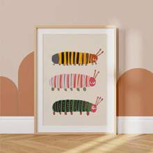 1 Stück/Set Insekten Wandkunst, Raupenposter-Drucke, moderne minimalistische bunte Insekten-Cartoon-Wandkunst für Schlafzimmerdekoration, ohne Rahmen