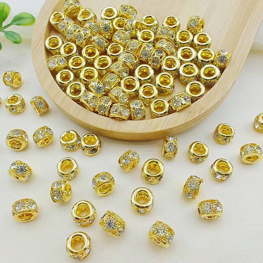 20pcs Copper Beads With Crystal Spacer Beads For DIY Jewelry Making