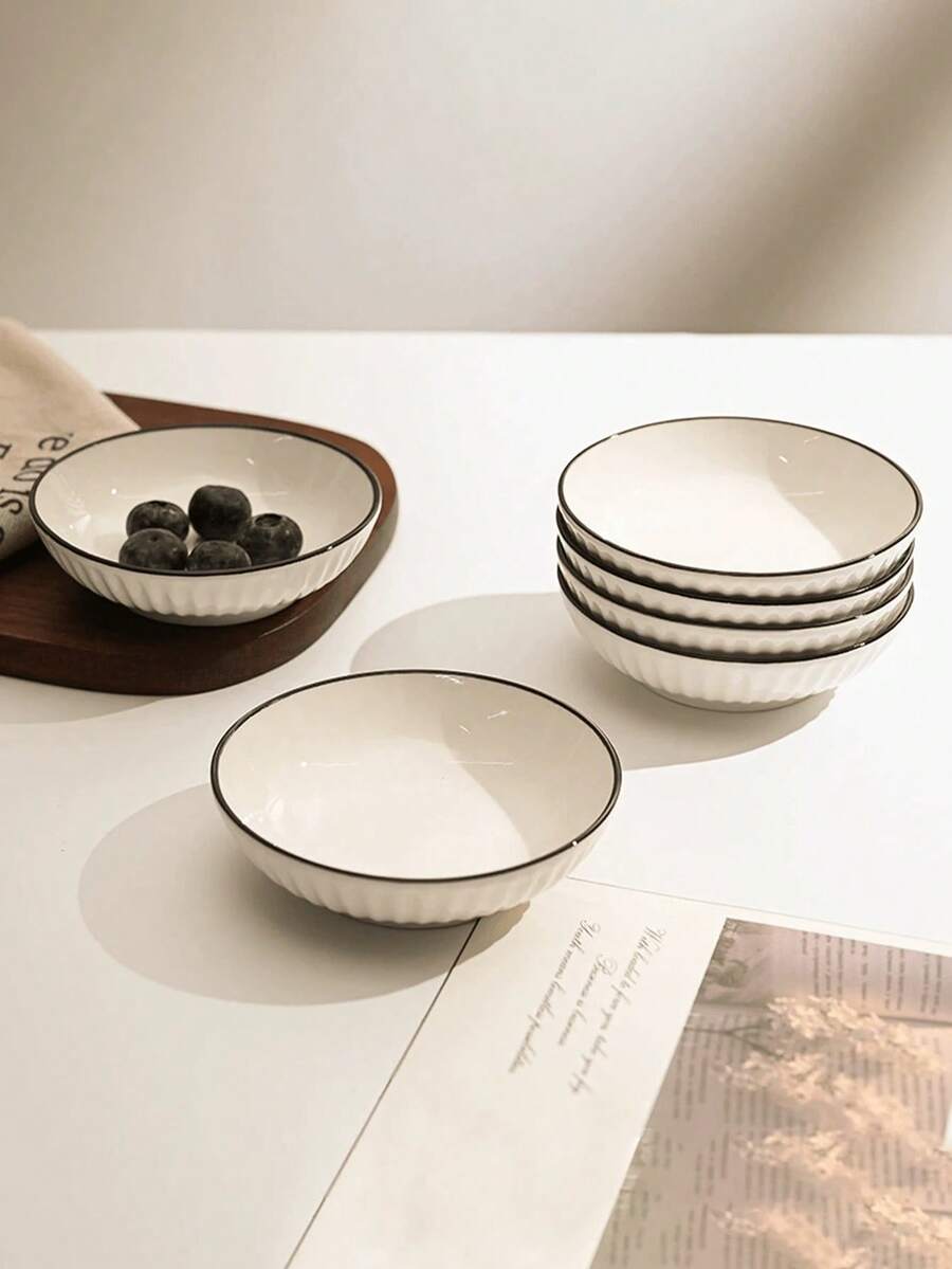 6件/4件/2件圆形陶瓷盘/小盘，时尚开胃菜、蘸酱、酱料、小吃，可微波炉加热，学校用品