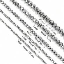 1pc Metallic Silver Faceted Crystal Beads 3/4/6/8/10mm Plated Crystal Abacus Beads