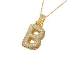 1pc Fashionable Gold Bubble Letter A-Z Necklace, Suitable For Men And Women Daily Wear