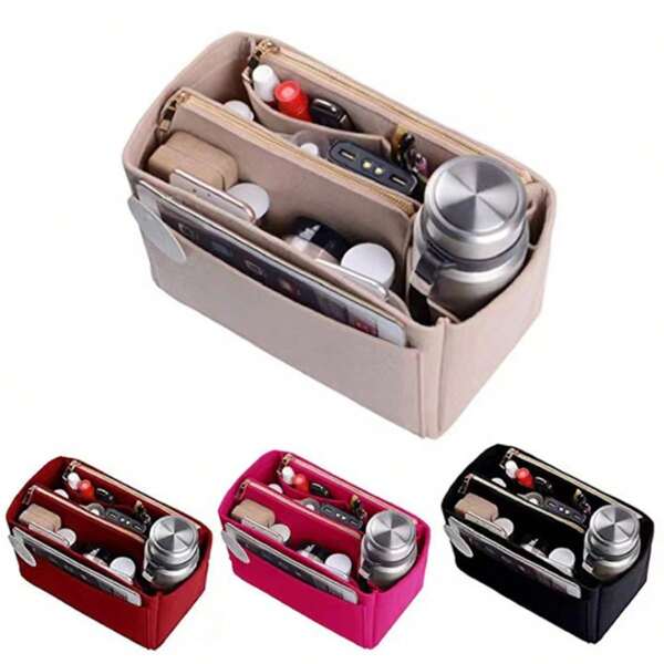 1 pieza Bolsa de maquillaje/artículos de aseo/organizador de escritorio de varias funciones y tamaños (XL/L/M/S) expandible, útiles para volver al colegio