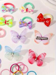 881 pezzi Set combo di elastici per capelli e fermagli per capelli a forma di farfalla, accessori decorativi per capelli elastici monouso, colori misti senza scatola regalo