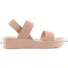Women's Platform Wedges Sandals Slingback Lightweight Elastic Ankle Strap Low Wedges Walking Sandals Comfortable Slip On Casual Shoes - Light Pink - 查看 4