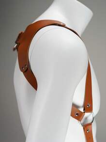 1pc Lace-Up Decor PU Leather Rivet Inlaid Men's Sexy Accessory