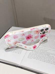 1 pieza Funda de teléfono con protección contra caídas de flores de moda con soporte, compatible con Apple y series - Multicolor - Ver 5