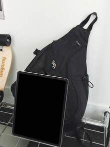 FILWHITE 大容量男士胸包，休闲嘻哈斜挎包，尼龙收纳单肩包，商务休闲腰包，单肩背包，多功能休闲徒步旅行包，优雅节日趣味礼物徒步配件 - 黑色 - 查看 6