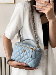 Bolsa de mano con caja de moda nueva, bolso de hombro/cruzado simple - Azul - Ver 5