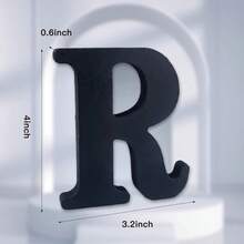 Local Delivery-- 4 Inch Black Wood Letters Unfinished Wood Letters For Halloween Decorative Standing Letters Slices Sign Board Decoration For Craft Home Party Projects (A) - R - 查看 2