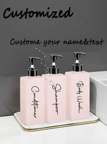 Custome Dispenser Bottles, 400ml Refillable Shampoo And Conditioner Dispenser Bottles, Custome Refillable Shampoo, Conditioner And Body Wash Bottles, Home Bathroom Decor Summer, For Shampoo Conditioner Body Wash Empty Plastic Refillable Containers For Shower