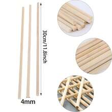 100pcs Unfinished Wooden Dowel Rods, Wooden Craft Sticks, Bamboo Sticks - For Crafters, DIY Hobbyists, Handmade Projects, Craft Photo Booth Props - Brown - View 2