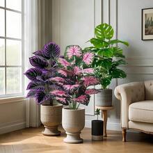 3件套大型逼真仿真植物套装,包含优雅的紫色植物、龟背竹和粉色植物,适用于家居、花园、阳台、窗台、庭院花盆和婚礼装饰 | 常绿仿真植物,无需维护的户外绿植,非常适合后院景观、办公室、家居装饰和园艺(不含花盆) - 彩色 - 查看 9