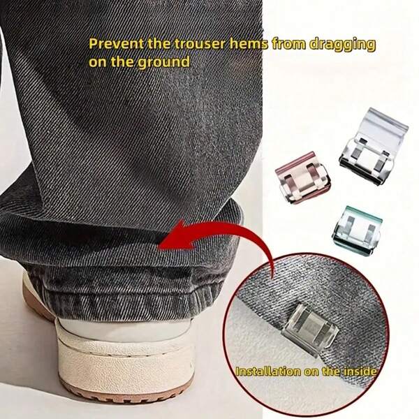Invisible Leg Clips, Non-Slip Trouser Leg Clips, Seamless Invisible Buckle For Closing The Leg, Anti-Drag Trouser Leg Fastener, Trouser Leg Fastener Clips, Perfect For Tailoring Garments, For Cuffs, Clothing Corners, Leg Shortening, Non-Slip Garments