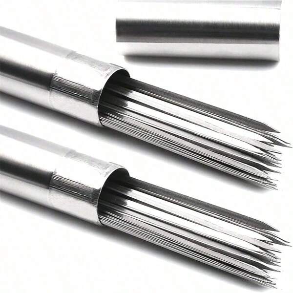 50 piezas Pinchos planos de acero inoxidable de 14 pulgadas para BBQ, pinchos de kebab reutilizables engrosados con tubo de acero inoxidable, caja de almacenamiento y juego de herramientas