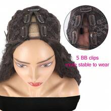 Loose Curly V Part Wig Long Synthetic Kinky Curly Wigs For Women 24inch Upgrade U Part Wig No Sew-In Glueless V Part Half Wigs Clip In Hair Extensions Black Hair Replacement Wigs For Women - 4# - 查看 5