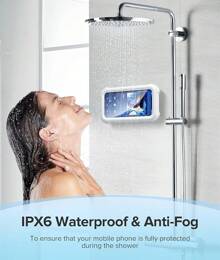 LC-Dolida Shower Phone Holder Waterproof Gift For Men Women Universal Phone Stand Case Bathroom Wall Mount For IPhone 16 15 14 13 12 Pro Max XS XR