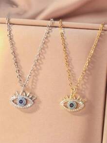 1件立方氧化锆花叶心形蛇形吊坠项链，黄金首饰，伴娘礼物，送给她的礼物