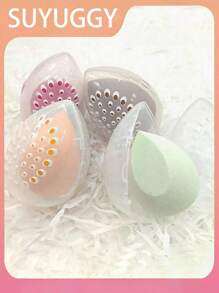 1/3 pièces Boîte de rangement poreux résistante à l'humidité et transparente pour coussin de maquillage, œuf de beauté. Boîte de rangement portable et respirante pour voyage. Organisateur de maquillage d'été pour la maison et la salle de bain. Retour à l'école