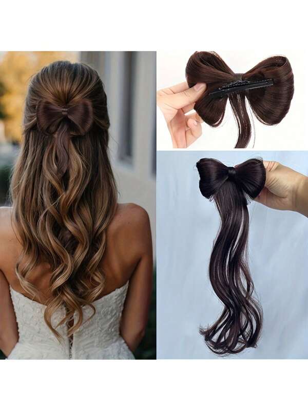 Pinza per capelli con fiocco elegante - Extension per capelli sintetici biondi per donne, aumenta naturalmente il volume dei capelli, in fibra resistente ad alte temperature, perfetto per uso quotidiano e costumi, accessorio per capelli, pinze per capelli, molletta per capelli, fermagli per capelli
