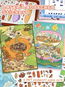 2/1pc Extra Large Decorative DIY House Stickers, Scene Stickers, 3D Miniature House Stickers, Landscape Stickers, Scenery Stickers, Handbook Stickers, Classified Sticker Small House Scenes, Reusable, Multiple Sizes Available - Multicolor - View 10