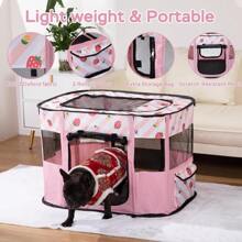 Pet Cat Playpen,Cat Cages Indoor Collapsible Dog Crates Tent Kennel Playpen For Dogs Cat And Rabbit Travel Dog Playpen Indoor & Outdoor (Small(27.6" L X 21.7" W X 17.7" H), Pink)