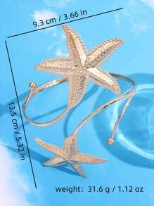 1pc Summer Beach Resort Style Luxury Casual Elegant Golden Starfish Arm Cuff For Women, Suitable For Daily Outfit, Beach Holiday
