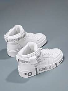 1 Paar Herren Lässig High Top Sportschuhe, weich & bequem Paar Schuhe, zufälliges bedrucktes Modedesign, geeignet für alle Jahreszeiten, 2025 neuer Stil Geschenk für Studenten, Gym 2000er Jahre Stil Valentinstag Ideen