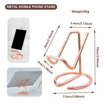 1 件简约桌面手机支架，金属铁合金材质手机支架，适用于客厅、卧室、书桌、书房等，学校用品，返校 - 玫瑰金色 - 查看 5