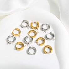 1/6 Pcs 304 Stainless Steel 18k Gold-Plated Ring Ear Hook DIY Material Polished Earring Base Accessory Simple And Practical