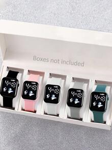 Set de 5 relojes deportivos digitales unisex con monitor de frecuencia cardíaca electrónico (sin caja) - Multicolor - Ver 3