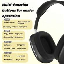 New Max P9 Pro Wireless Bluetooth Headphones HiFi Stereo Noise Cancelling Waterproof Mic Pods Over Ear Sports - 紅色 - 查看 8
