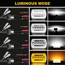 1/2PCS Rectangle H6054 LED Headlights 7x6 Headlamp Hi/Low Sealed Beam H4 9003 Plug 6054 H5054 Compatible With S10 Blazer Express Van/Wrang Ler YJ XJ Cherokee Truck Van - 1 Pcs - View 7