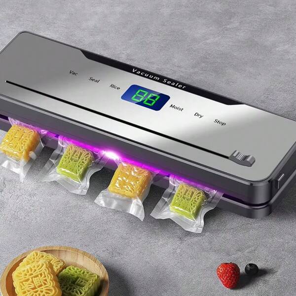 CDRDQ Food Vacuum Sealer Machine Silver With 50Pcs Vacuum Sealer Bags, For Food Storage Sealer Machine Dry/Wet Food Vacuum Packing Machine Built-In Cutter