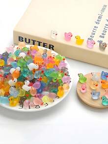 10/20 只发光迷你树脂鸭子，小鸭子在黑暗中发光小型塑料微型鸭子模型，适用于 DIY 仙女花园、玻璃容器、盆栽植物装饰、微景观工艺、花园装饰、汽车内饰配件、海洋寻宝主题派对、完美的生日礼物（颜色随机） - 彩色 - 查看 4