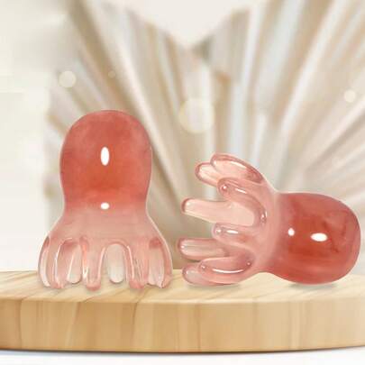 귀여운 문어 두피 마사지기 포인트 마사지 빗 8개 촉수 머리 스크래처, 머리 몸 이완을 위한 괄사 페이셜 도구 독특한 마사지 포인트 수동 딥 마사지 도구, 학교, 개학, 여행, 여행 필수품, 가정 필수품, 스파, 마사지 도구, 마사지, 마사지기, 스파