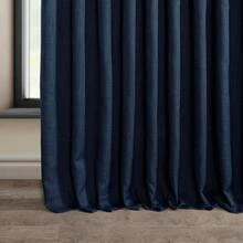 HPD Half Price Drapes - Faux Linen Curtains For Living Room (1 Panel) - 100W X 84L - Extra Wide Textured Room Darkening Curtains For Bedroom 84 Inches Long - Drapes For Home Decor, Essential Black - 靛青 - 查看 9