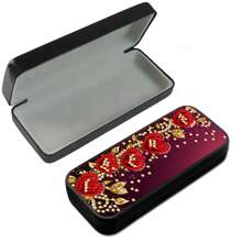 1 Stück 5D Diamant-Malerei DIY Brillen Aufbewahrungsbox-Set - Blumenmuster, Acryl Kunsthandwerk Brillenetui mit asymmetrischen Acryl-Diamanten, Handwerkskunst, Brillenetui, geeignet für Reisen, kann als Geschenk verwendet werden