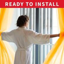 New  Mustard Yellow Sheer Curtains - 63 Inch Length, 2 Panels Set Sheer Drap, Light Filtering Textured Window Curtain For Living Room, Bedroom,  & Dining - 54"X63", Mustard Yellow - Mustard Yellow 54 W x 63 L (Pack -2) - View 6