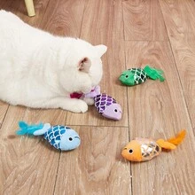 1pc Ocean Fish & Octopus Shape Cat Doll With Catnip, Plush Feather Interactive Doll For Cats To Play And Relieve Boredom - Multicolor - View 12