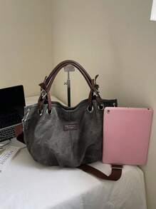 Fashionable Retro Large Capacity Pleated Tote Bag For Women, Versatile For Outdoor Travel And Leisure