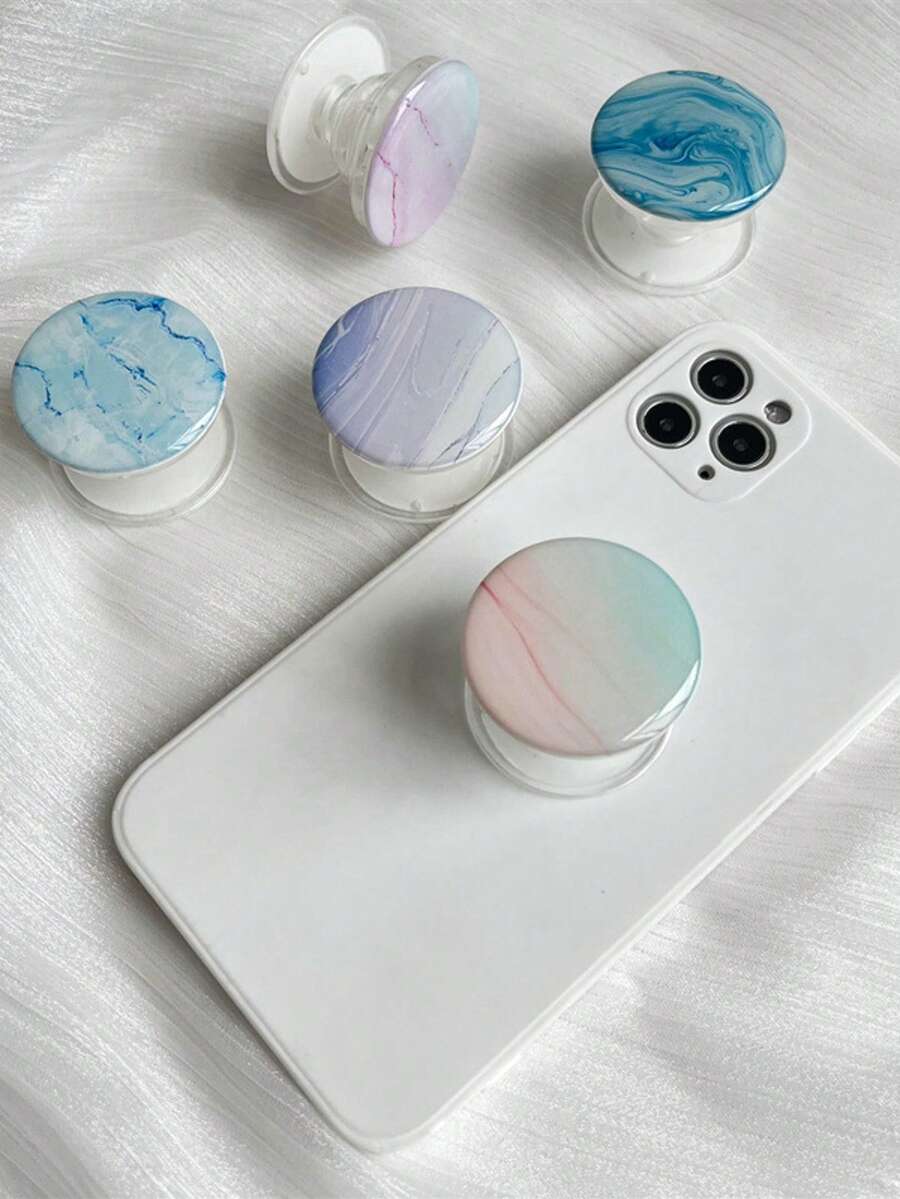 1pc Marble Grain Bubble Transparent Slouchy Bracket, Creative Adjustable Desktop Phone/Tablet Stand Compatible With IPhone, Android Phone, Gift For Birthday, Family, Friends Push-Pull Phone Grip, Phone Holder, Phone Accessories Compatible With IPhone, Android Phone, Gift For Birthday, Family, Friends - Multicolor - View 1