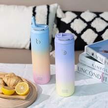 New-88  Insulated Water Bottle 24oz  Straw Lid And Handle For Sports Travel Gym Stainls Steel Water Bottl Double-Wall Vacuum Metal Le Proof - - 藍色黃色粉紅色 - 查看 8