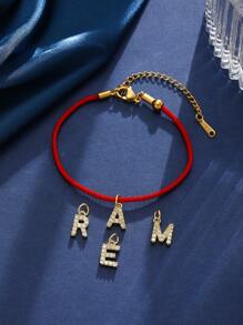 Minimalist Red String Titanium Steel Single Gold Bead Lucky Charm Bracelet