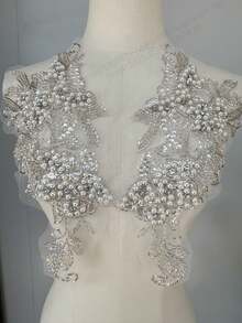 2 件仿珍珠流苏手工缝制，适用于鞋子和帽子服装装饰 DIY 配件 - 彩色 - 查看 2