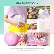 26 Pcs Self Adhesive Pearl Rhinestone Letter Patches A-Z Bling Rhinestone Letter Stickers Glitter Rhinestone Alphabet Appliques Initial Letter Sticker For DIY Clothes Bags Hats Phone Backpacks - White Diamond - View 6