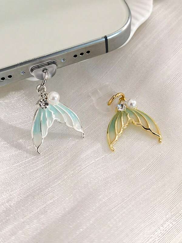 1 pieza Enchufe antipolvo con degradado de la leyenda del mar con forma de cola de pez. Compatible con el puerto de carga Lightning del iPhone, puerto de carga Tipo C. Compatible con Mi, Oppo, Vivo, Samsung, iPhone5-16