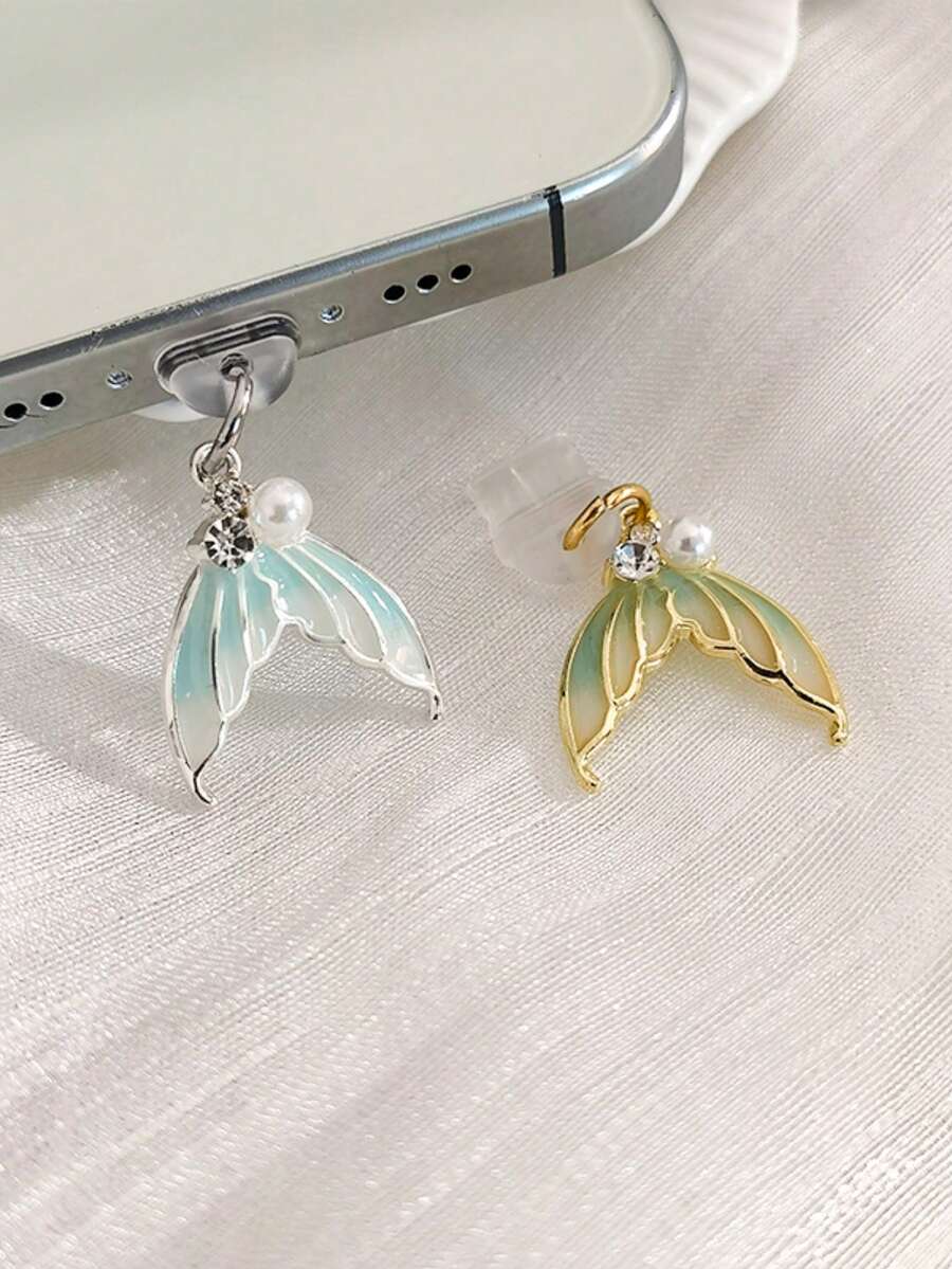 1 件海洋传奇渐变鱼尾防尘塞兼容 iPhone 充电端口 Type-C 充电端口数据端口插头。兼容小米 Oppo Vivo 三星 Iphone5-16 - 彩色 - 查看 1