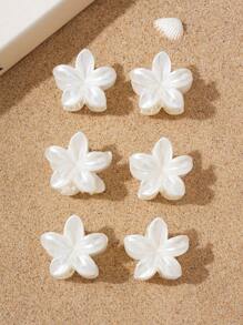 6 buc/set gheare de păr mari minimaliste cu flori acrilice, agrafe elegante de păr albe cu perle artificiale, potrivite pentru stilul de vacanță, agrafe de păr cu maxilar, cleme de păr, agrafe de păr, agrafe de prindere a părului